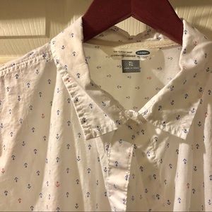 Old Navy Nautical Anchor-Print Classic Shirt XL
